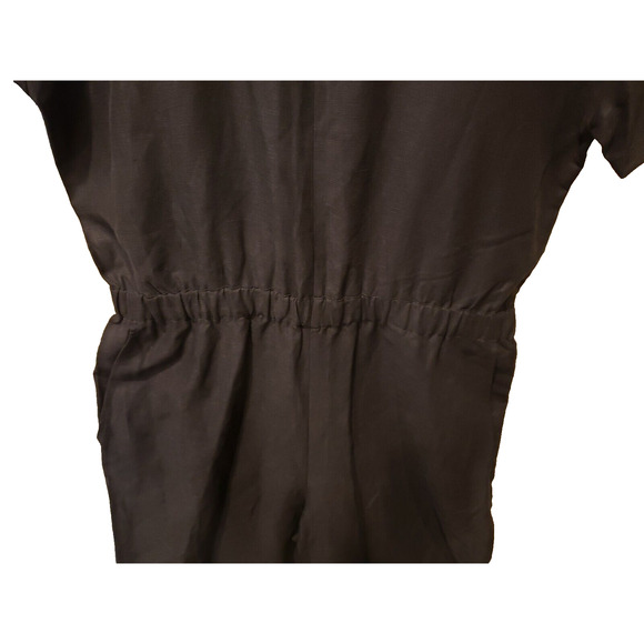 NWT Eileen Fisher Womens Linen Blend Slub Jumpsuit Black Wide Leg Cropped Large - Picture 4 of 13